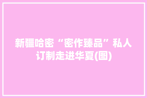 新疆哈密“密作臻品”私人订制走进华夏(图)