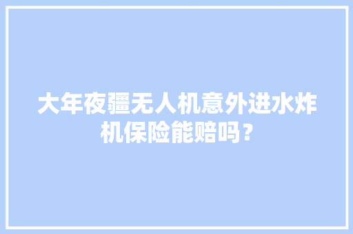 大年夜疆无人机意外进水炸机保险能赔吗？