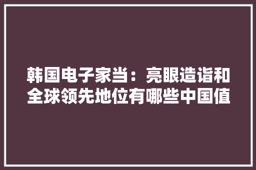 韩国电子家当：亮眼造诣和全球领先地位有哪些中国值得进修经验