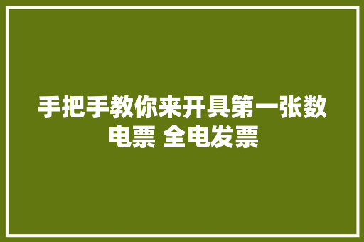 手把手教你来开具第一张数电票 全电发票