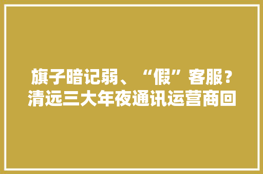 旗子暗记弱、“假”客服？清远三大年夜通讯运营商回应消费热点