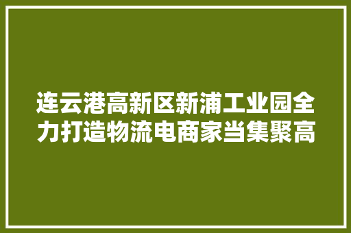连云港高新区新浦工业园全力打造物流电商家当集聚高地