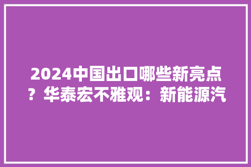 2024中国出口哪些新亮点？华泰宏不雅观：新能源汽车涌现趋势性增长全球电子及半导体周期企稳回升有望推升电子产品出口 2024中国出口哪些新亮点？华泰宏不雅观：新能源汽车涌现趋势性增长全球电子及半导体周期企稳回升有望推升电子产品出口 智能科技