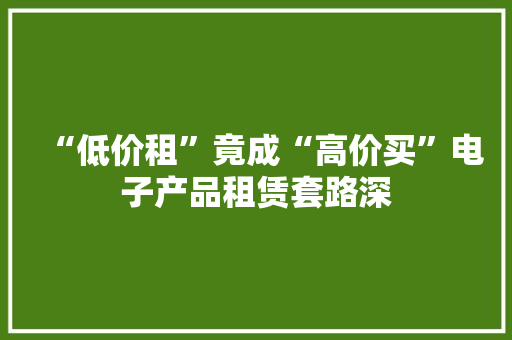 “低价租”竟成“高价买”电子产品租赁套路深 “低价租”竟成“高价买”电子产品租赁套路深 人工智能