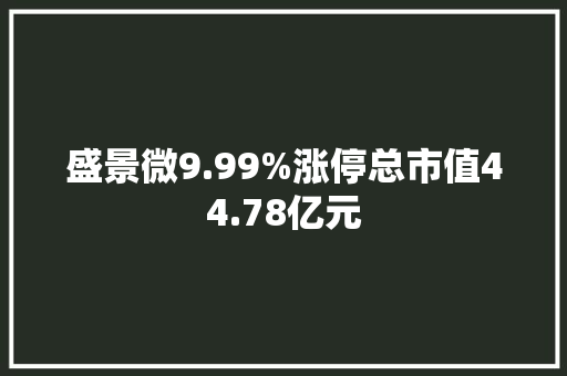 盛景微9.99%涨停总市值44.78亿元