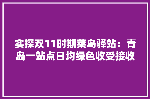 实探双11时期菜鸟驿站：青岛一站点日均绿色收受接收纸箱超500个山东消费者快递包装收受接收减碳量位列全国前10