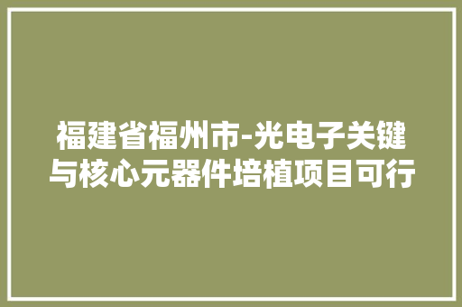 福建省福州市-光电子关键与核心元器件培植项目可行性研究申报