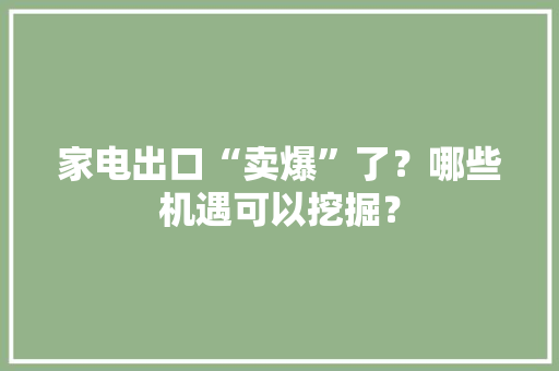 家电出口“卖爆”了？哪些机遇可以挖掘？