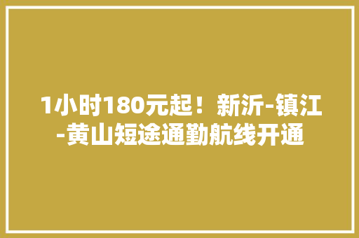 1小时180元起！新沂-镇江-黄山短途通勤航线开通