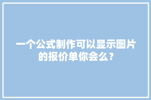 一个公式制作可以显示图片的报价单你会么？