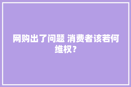 网购出了问题 消费者该若何维权？