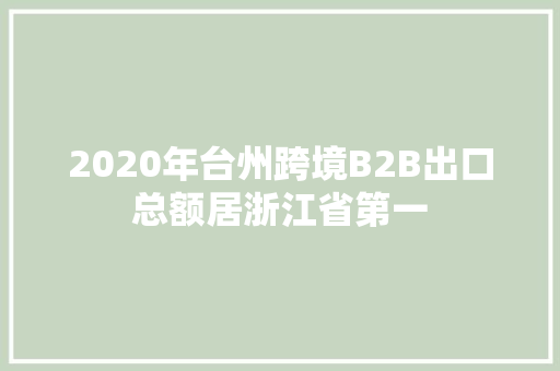 2020年台州跨境B2B出口总额居浙江省第一
