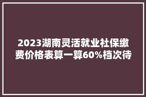 2023湖南灵活就业社保缴费价格表算一算60%档次待遇