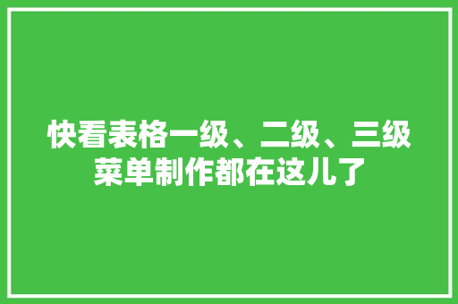 快看表格一级、二级、三级菜单制作都在这儿了 快看表格一级、二级、三级菜单制作都在这儿了 互联通信