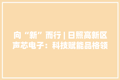 向“新”而行 | 日照高新区声芯电子：科技赋能品格领先 向“新”而行 | 日照高新区声芯电子：科技赋能品格领先 人工智能