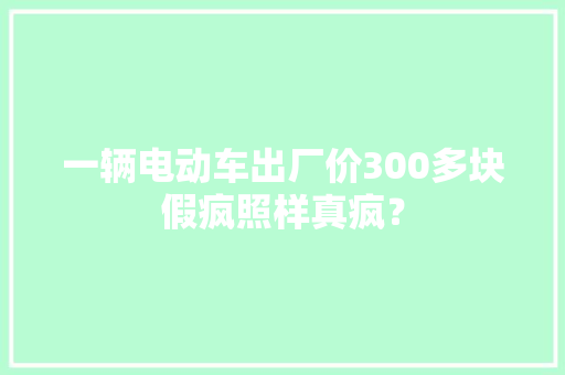 一辆电动车出厂价300多块假疯照样真疯？ 一辆电动车出厂价300多块假疯照样真疯？ 智能家居