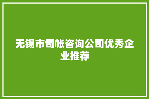 无锡市司帐咨询公司优秀企业推荐 无锡市司帐咨询公司优秀企业推荐 人工智能