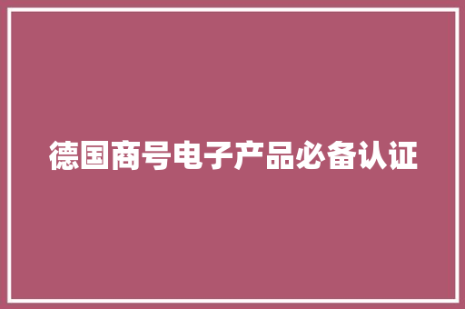 德国商号电子产品必备认证 德国商号电子产品必备认证 人工智能