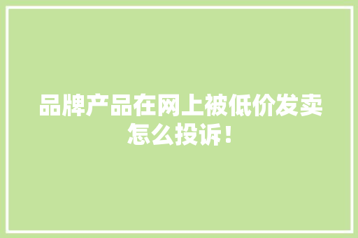品牌产品在网上被低价发卖怎么投诉！