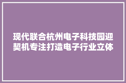 现代联合杭州电子科技园迎契机专注打造电子行业立体化家当链