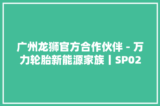 广州龙狮官方合作伙伴 - 万力轮胎新能源家族丨SP022EV静音小好手省电好副手
