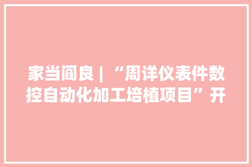 家当阎良 | “周详仪表件数控自动化加工培植项目”开工！