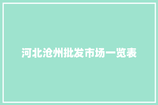 河北沧州批发市场一览表 河北沧州批发市场一览表 互联通信