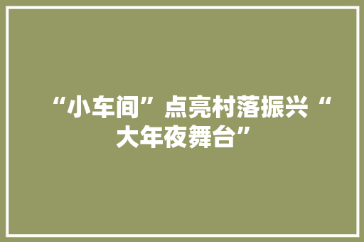 “小车间”点亮村落振兴“大年夜舞台” 智能家居