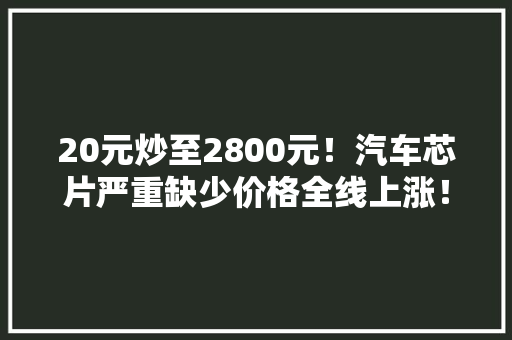 20元炒至2800元！汽车芯片严重缺少价格全线上涨！业内人士：“缺芯”仍将延续→
