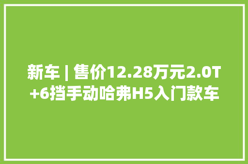 新车 | 售价12.28万元2.0T+6挡手动哈弗H5入门款车型到店实拍 新车 | 售价12.28万元2.0T+6挡手动哈弗H5入门款车型到店实拍 人工智能