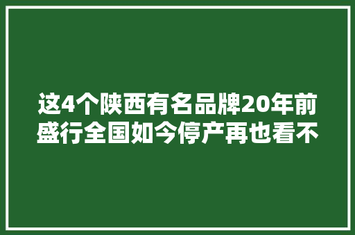 这4个陕西有名品牌20年前盛行全国如今停产再也看不到