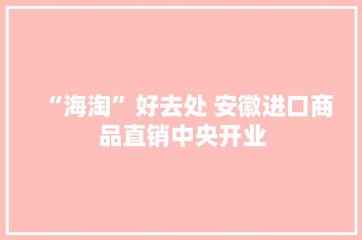 “海淘”好去处 安徽进口商品直销中央开业 “海淘”好去处 安徽进口商品直销中央开业 人工智能