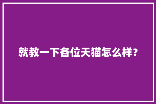 就教一下各位天猫怎么样？