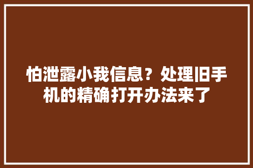 怕泄露小我信息？处理旧手机的精确打开办法来了