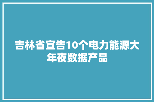 吉林省宣告10个电力能源大年夜数据产品