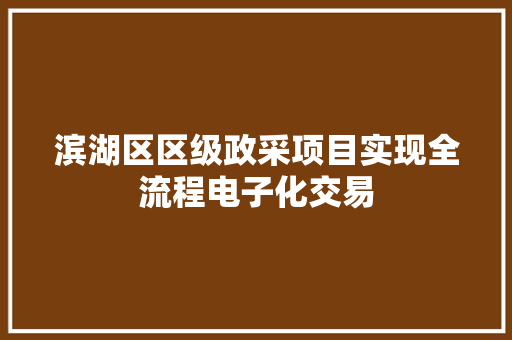 滨湖区区级政采项目实现全流程电子化交易
