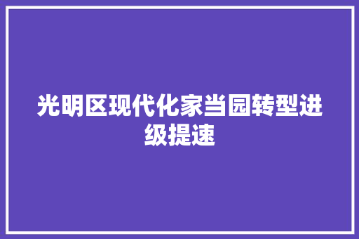 光明区现代化家当园转型进级提速