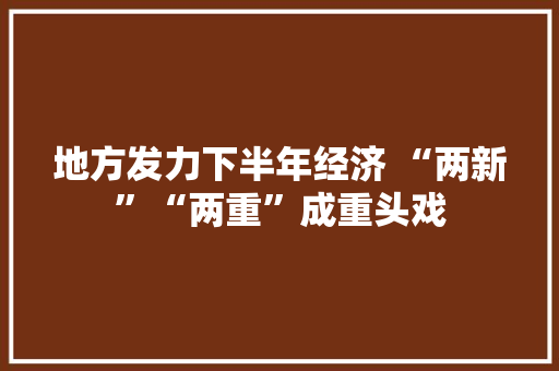 地方发力下半年经济 “两新”“两重”成重头戏