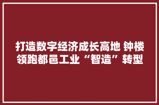 打造数字经济成长高地 钟楼领跑都邑工业“智造”转型