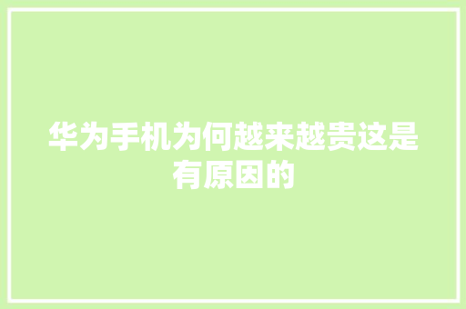 华为手机为何越来越贵这是有原因的 华为手机为何越来越贵这是有原因的 智能家居