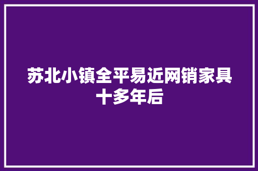苏北小镇全平易近网销家具十多年后