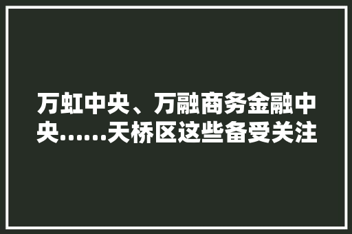 万虹中央、万融商务金融中央……天桥区这些备受关注的项目开工了