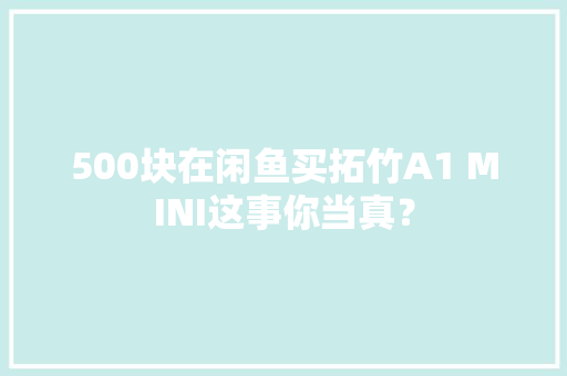 500块在闲鱼买拓竹A1 MINI这事你当真？ 500块在闲鱼买拓竹A1 MINI这事你当真？ 人工智能
