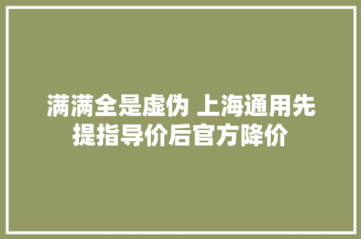 满满全是虚伪 上海通用先提指导价后官方降价