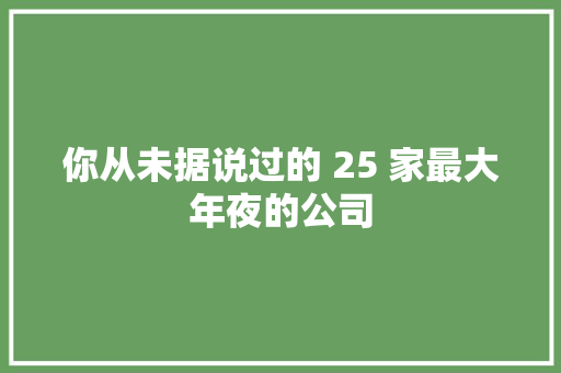 你从未据说过的 25 家最大年夜的公司