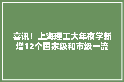 喜讯！上海理工大年夜学新增12个国家级和市级一流本科专业培植点 喜讯！上海理工大年夜学新增12个国家级和市级一流本科专业培植点 人工智能