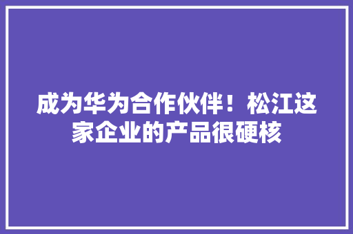 成为华为合作伙伴！松江这家企业的产品很硬核 成为华为合作伙伴！松江这家企业的产品很硬核 智能家居