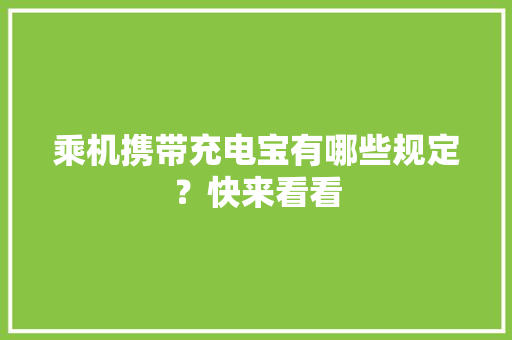 乘机携带充电宝有哪些规定？快来看看