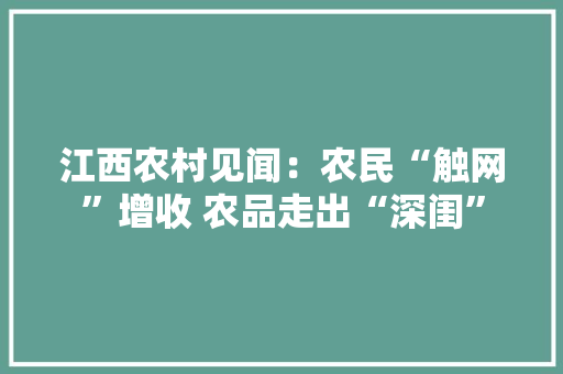 江西农村见闻：农民“触网”增收 农品走出“深闺”