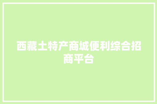 西藏土特产商城便利综合招商平台